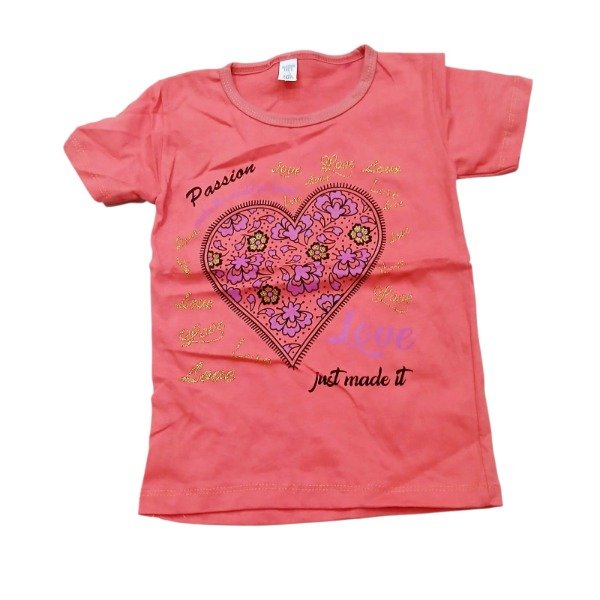 Producto - Remera nena "Corazon" T6 salmon