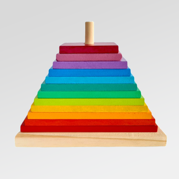 Producto - Torre 12 Bloques de Madera Arcoíris - 20 cm - Juguete Waldorf Montessori