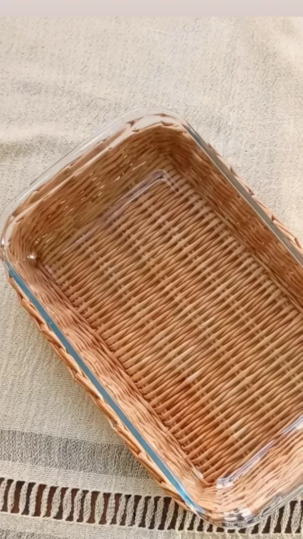 Producto - fuente de vidrio con base de cestería - 0