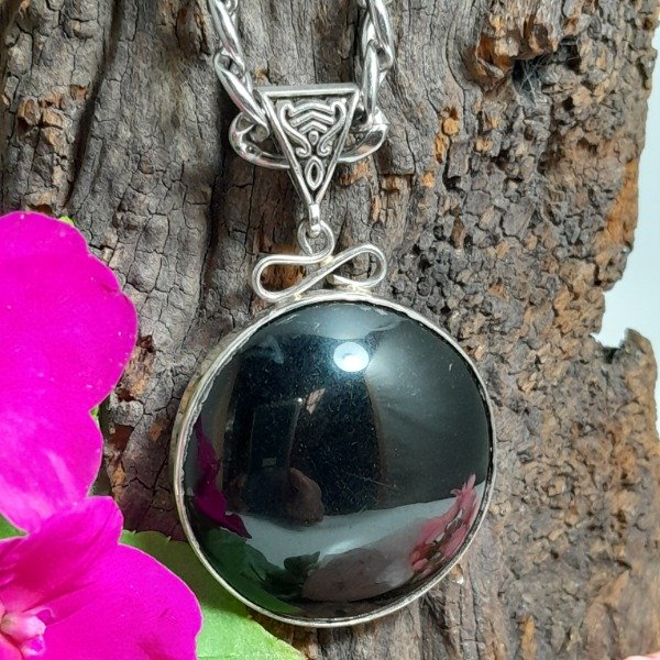 Producto - Dije de alpaca medallón de Obsidiana - 1