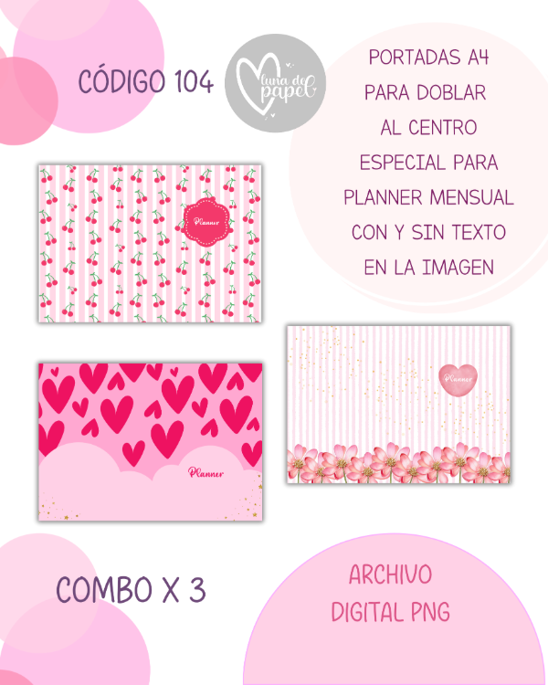 Producto - PORTADAS PARA DOBLAR KIT POR 3 UNIDADES código 104