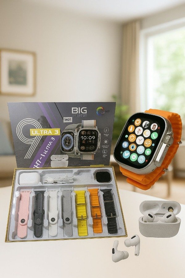Producto - Set Smartwatch Ultra 3 + 7 Mallas + Auricular Bluetooth