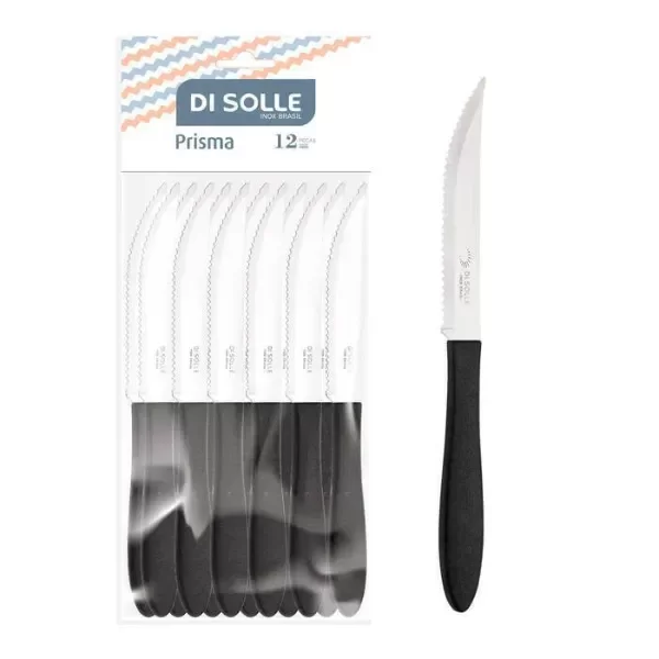 Producto - SET DE 12 CUCHILLOS DI SOLLE PRISMA MANGO NEGRO EN BLISTER