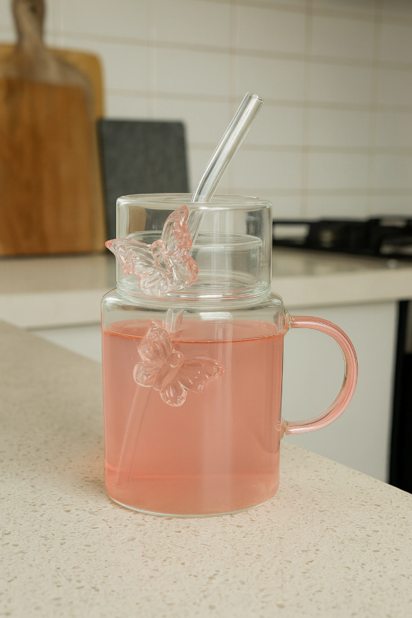 Producto - Taza doble mariposa rosa