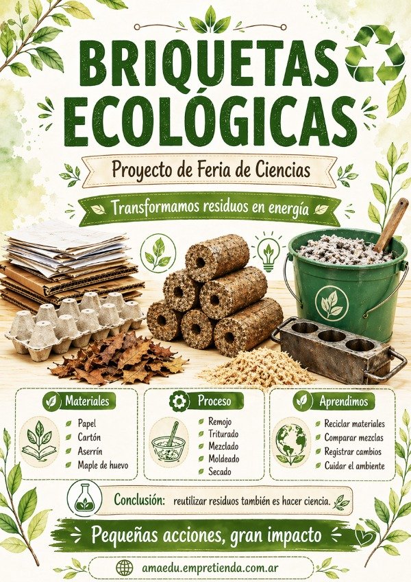 Producto - Feria de Ciencias BRIQUETAS ECOLÓGICAS - De los residuos al calor