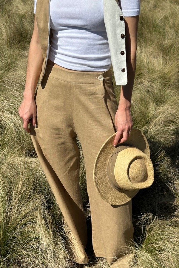 Producto - Pantalón ancho lino - Nocciola