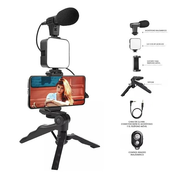 Producto - Kit Tripode Con Difusor LED Y Microfono