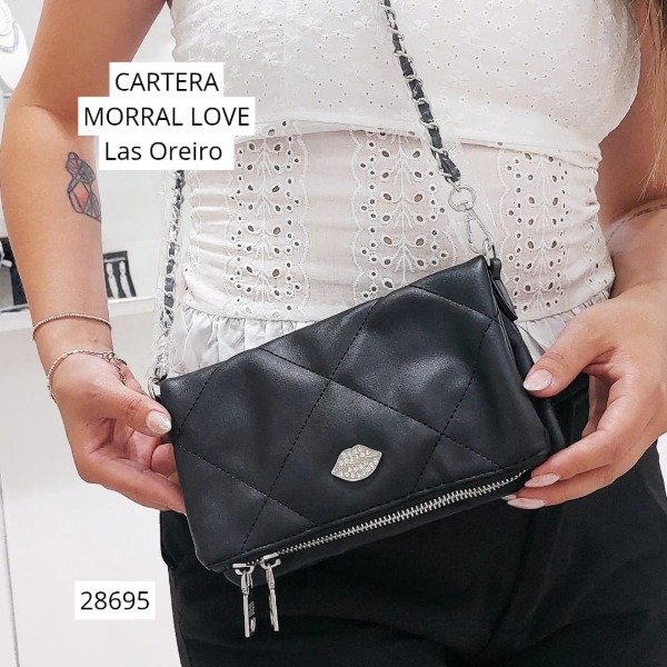 Cartera morral love Las Oreiro negro Patricia Joyas
