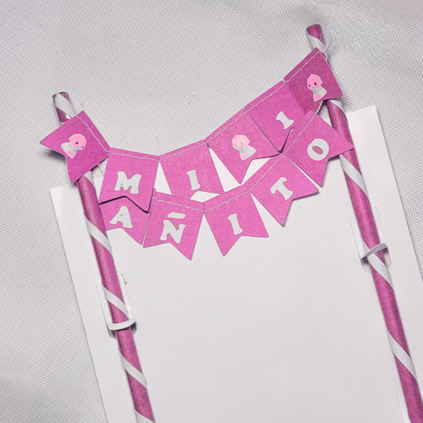Producto - Banderin para torta MI 1 AÑITO color rosa