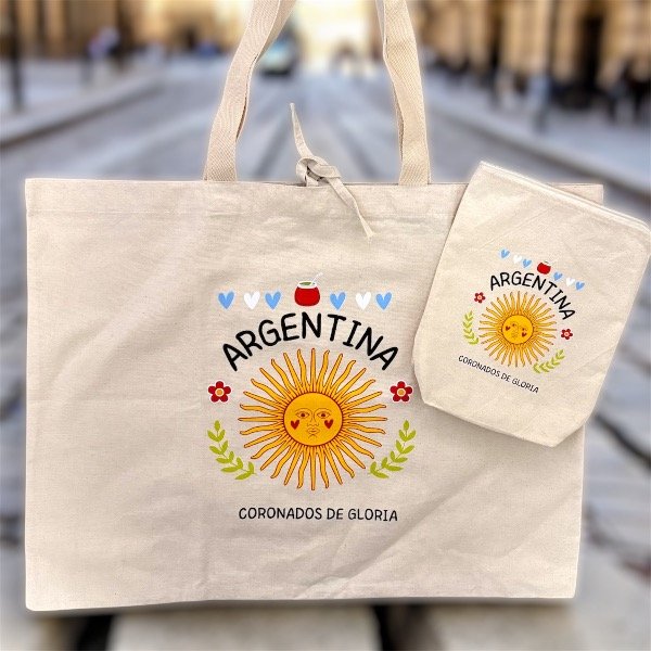 Producto - Bolso playero + yerbera Sol de Mayo