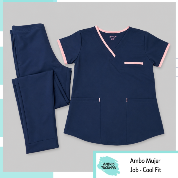 Producto - Ambo Job Azul Detalle Rosa