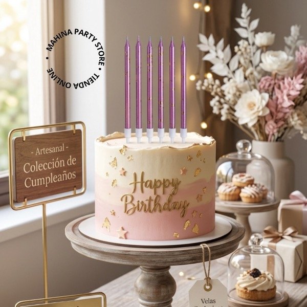Producto - Velas lilas marmoladas x 6