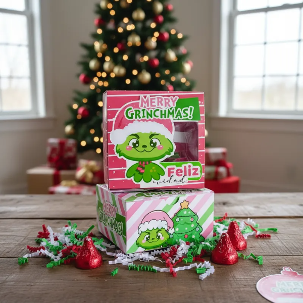 Producto - Caja Cuadrada x 3  Grinch navidad