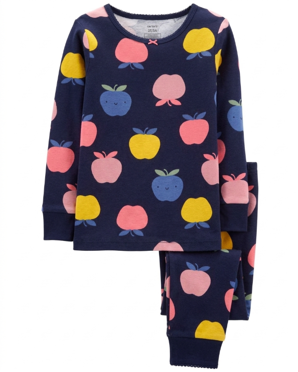 Producto - Pijama Invierno Nena Fondo Azul Manzana