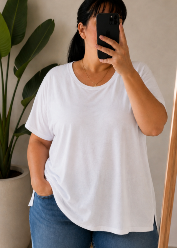 Producto - Remeron Oversize Tajo Blanco Liso