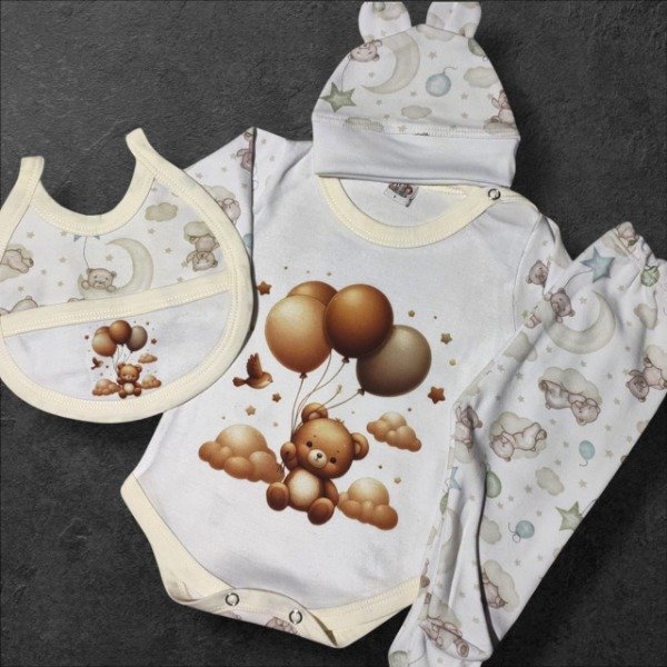 Producto - Ajuar 4 piezas combinado NENE - NENA - UNISEX