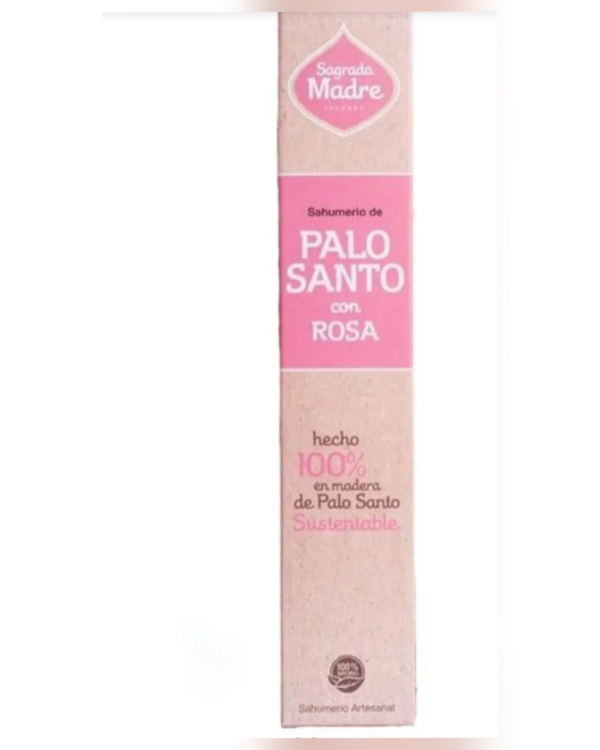 Producto - Sagrada Madre. Sahumerio. Palo Santo con Rosa