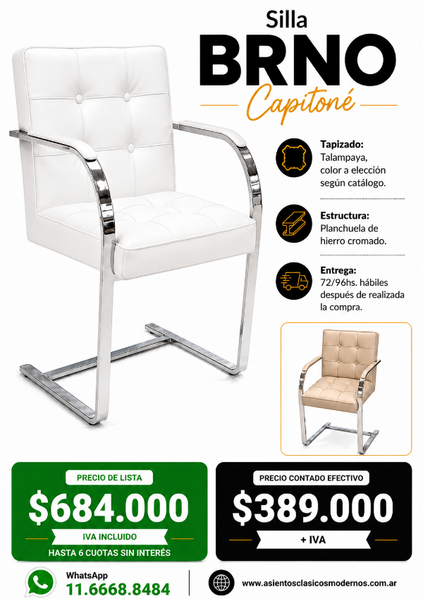 Producto - Silla Sillón BRNO CAPITONÉ, Talampaya Blanco, ENTREGA INMEDIATA!!