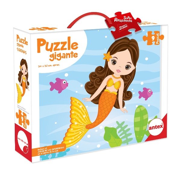 Producto - Puzzle 9 Piezas Sirena naranja c/pescados