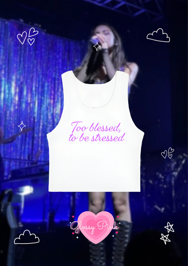 Tank top too blessed to be stressed vinilo textil