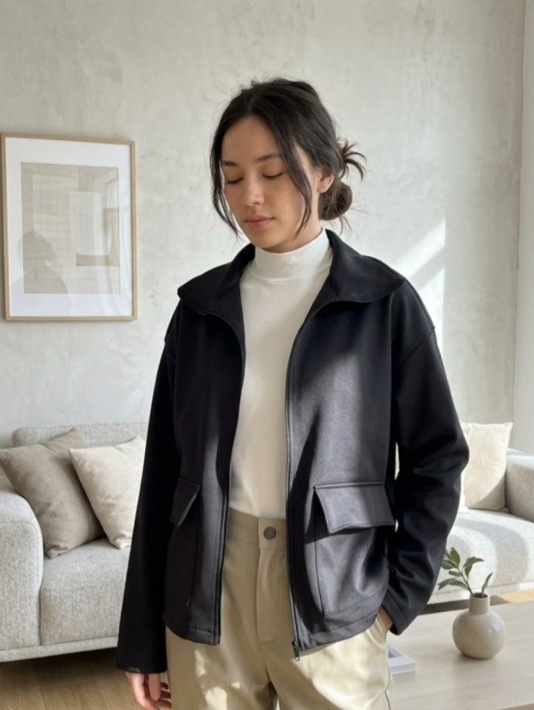 Producto - Campera con Bolsillos Cuadrados Cuero "Harbin" (Art. 6155)