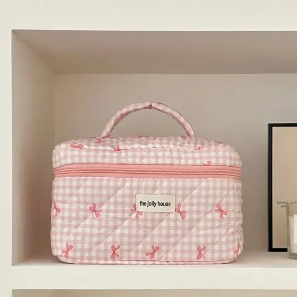 Producto - Neceser cuadrille con moñitos tamaño grande
