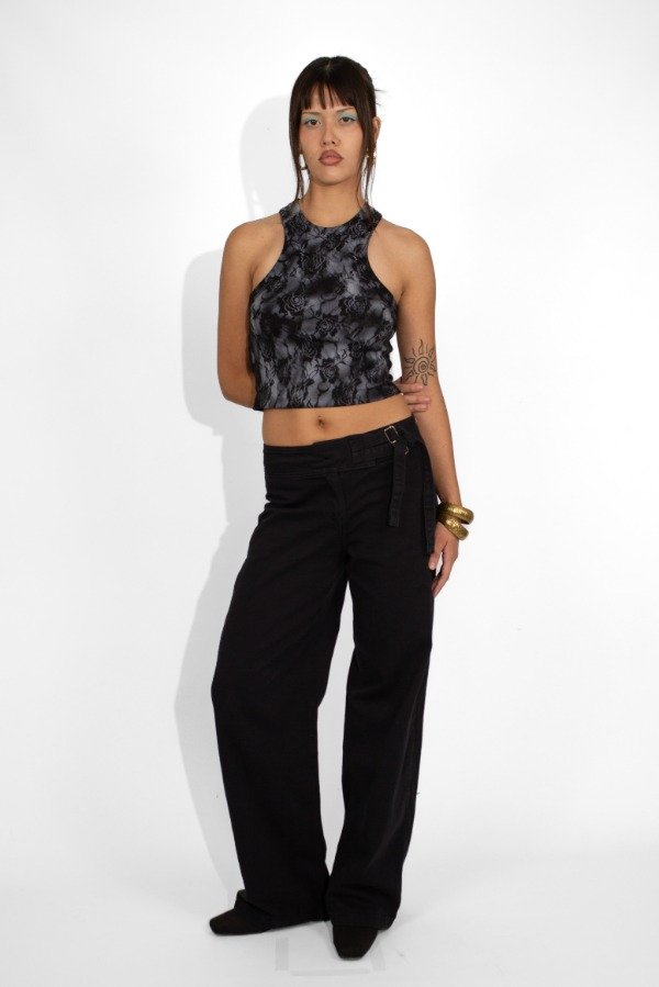 Producto - Jean Wide Leg Mid Waist Ultra Black