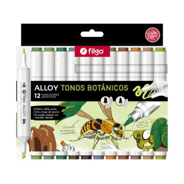 Producto - Marcador artístico doble punta Alloy / Estuche x12 colores botánicos