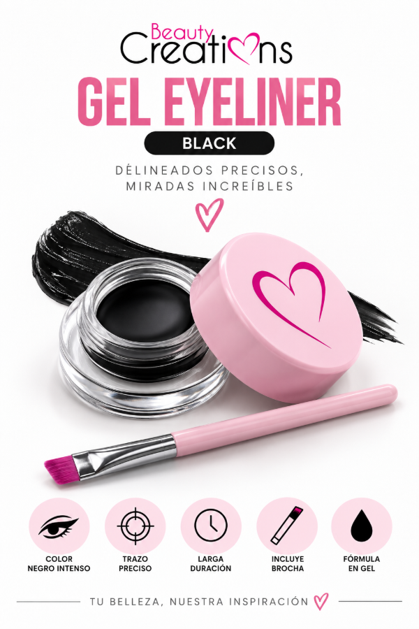 Producto - Beauty Creations - Delineador tarrito en gel con brocha