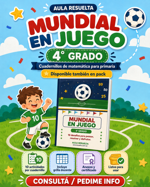 Producto - Mundial en juego. Matemáticas para 4 grado.