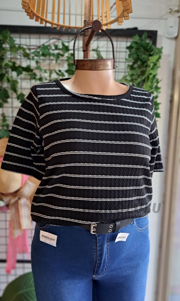 Producto - Remera Bali de Hilo Manga al Codo Negro