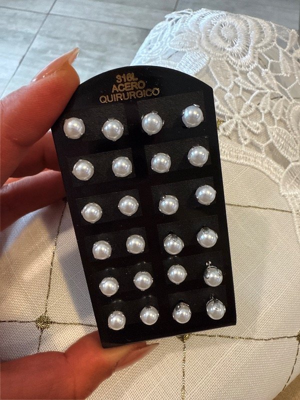 Producto - Aros blíster perlas x 12 unidades 6mm