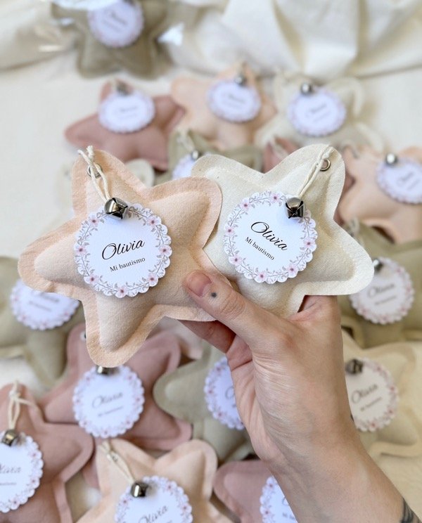 Producto - Souvenir estrella de tela colores combinados - SIN borla