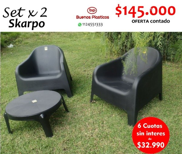 Producto - Set 2 Sillones Skarpo Negro + Mesa