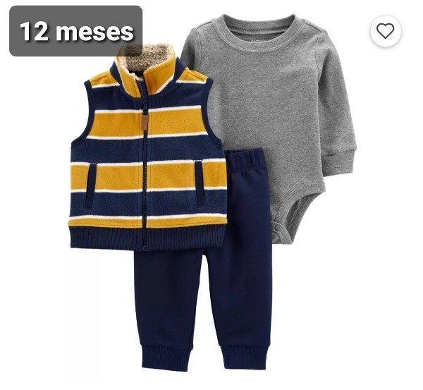 Trio Carters chaleco micropolar 12 meses azul amarillo