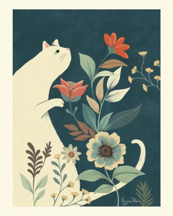 Producto - Lámina gato blanco fondo azul