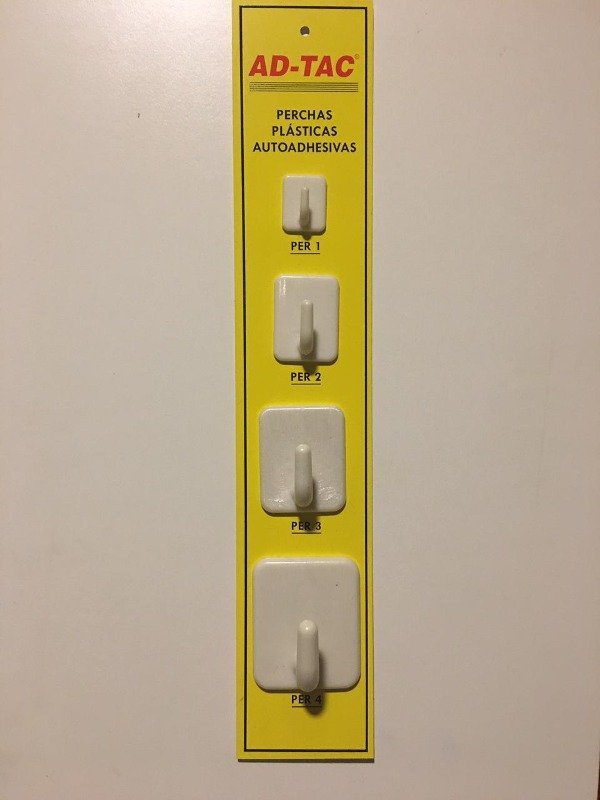 Producto - Percha Plastica Autoadhesiva Mediana  Blister X 2 Unidades