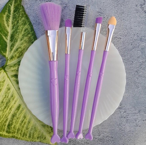 Producto - Set x5 brochas corazon lila