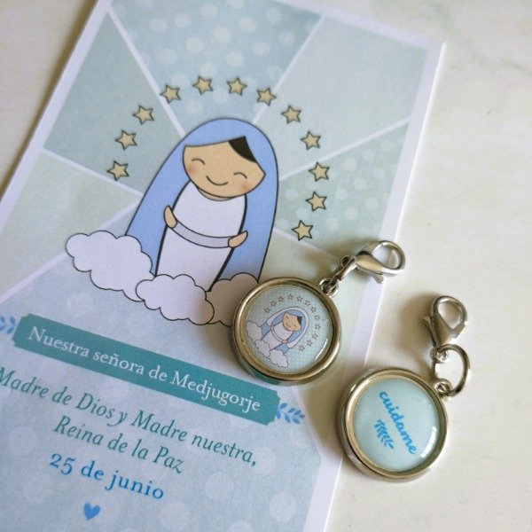 Producto - REGALO PACK ESTAMPA ADVOCACION CON MEDALLITA VIRGEN MEDJUGORJE