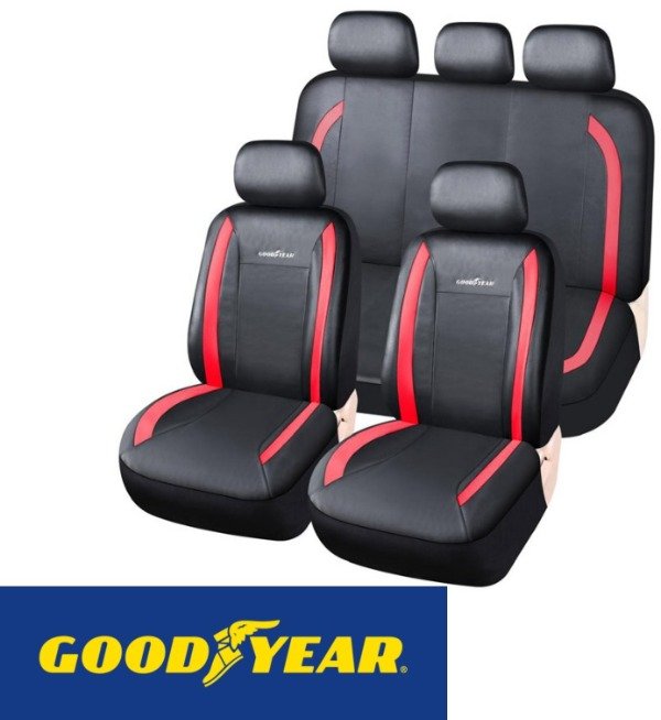Producto - FUNDA ASIENTO CUERINA NEGRA CON DETALLE ROJO GOODYEAR  GY-4333