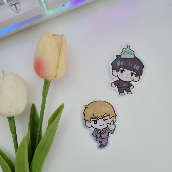 Producto - Stickers holográficos - Mob y Reigen