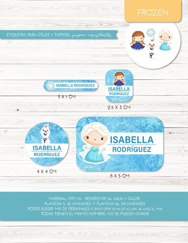 Producto - Etiquetas para ÚTILES y TUPPERS - 05.Frozen
