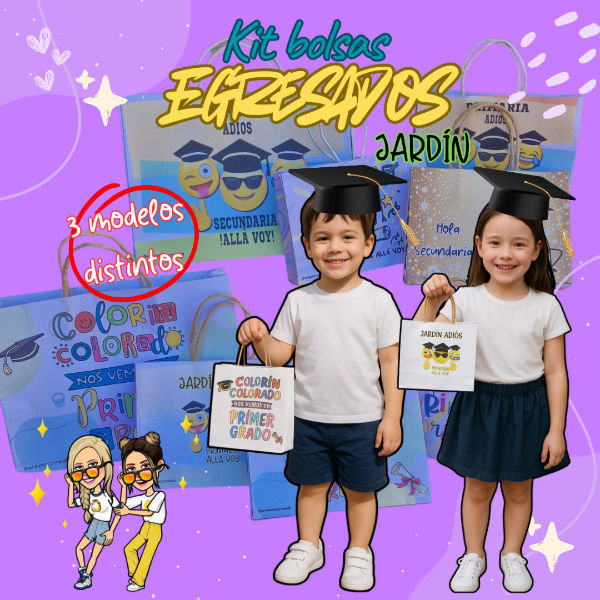 Producto - PACK DE BOLSAS PARA EGRESADITOS. CHAU JARDÍN