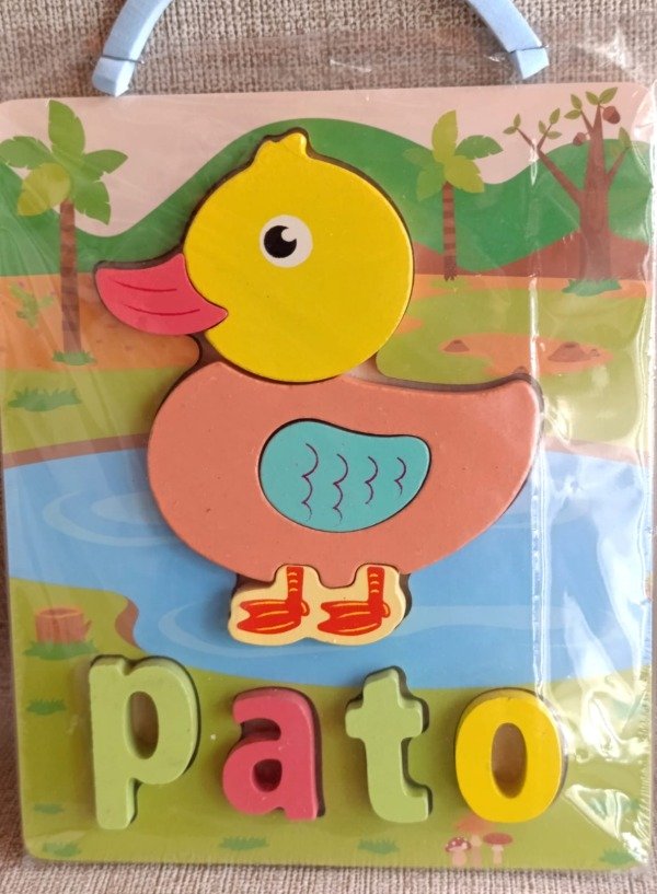 Producto - Encastre Rompecabezas Animal PATO con Letras en Madera