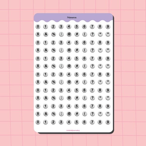 Producto - Stickers Números Mostacillas - Blanco y Negro