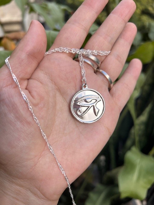 Producto - Collar acero blanco ojo turco