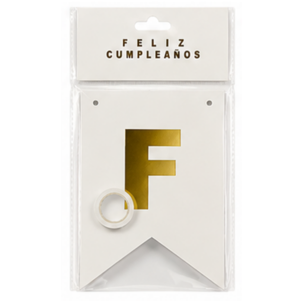 Producto - Banderín feliz cumple letras doradas - 2
