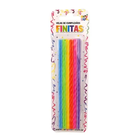 Producto - Velas finitas en blister multicolor 17cm x24un