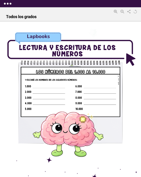 Producto - 7 LAPBOOKS DE LECTURA Y ESCRITURA DE LOS NÚMEROS