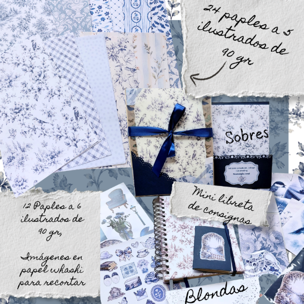 Producto - Set de Journaling creativo + Diario Nostalgia Azul - 3